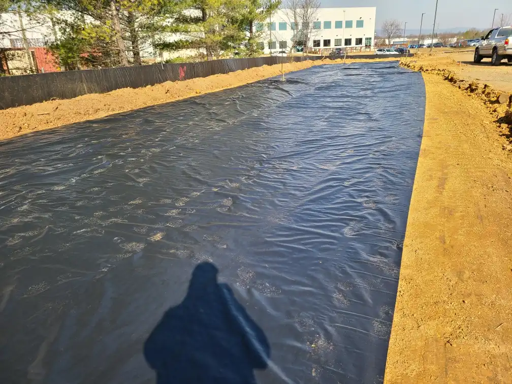 Geotextile fabric and controlled fill placement during pad preparation in Frederick, MD