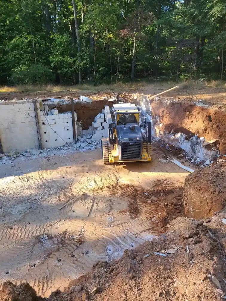 Excavated residential site prepared for a new foundation in Frederick, MD